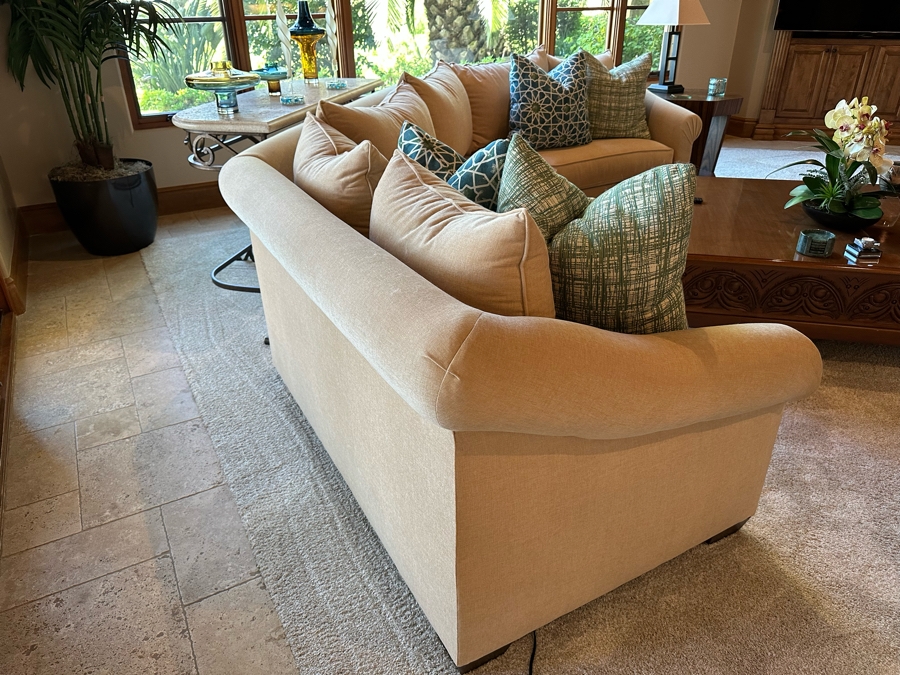 Three Piece Sectional Upholstered Sofa With Four Throw Pillows 14'W X 3'8'D X 3'3'H [Photo 6]