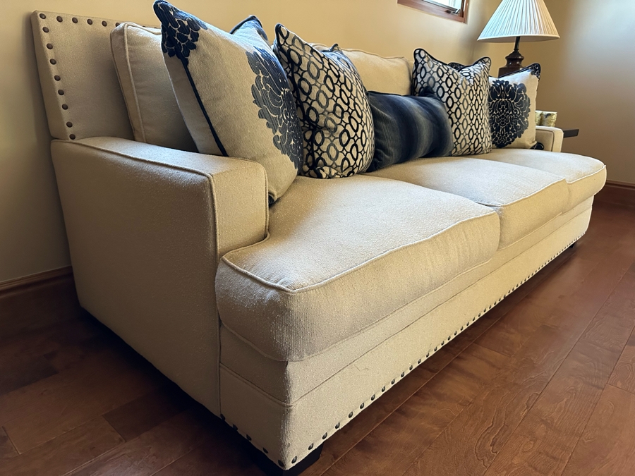 Last Minute Add - Contemporary Designer Sofa With Five Throw Pillows 7'10'W X 3'9'D X 3'2'H [Photo 5]