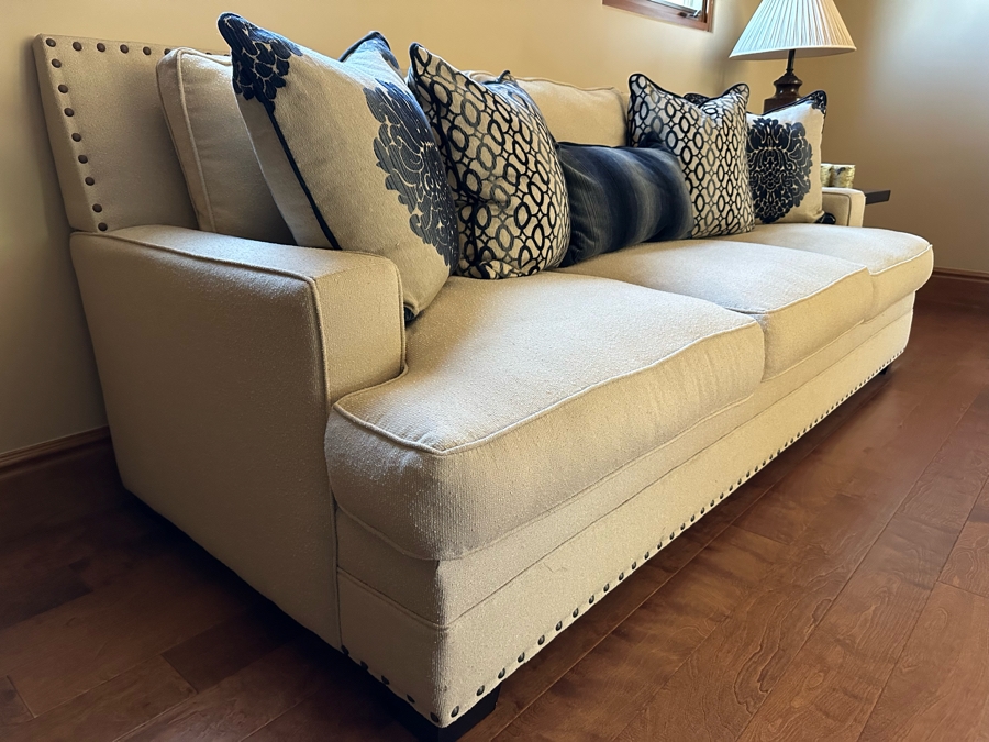 Last Minute Add - Contemporary Designer Sofa With Five Throw Pillows 7'10'W X 3'9'D X 3'2'H [Photo 4]