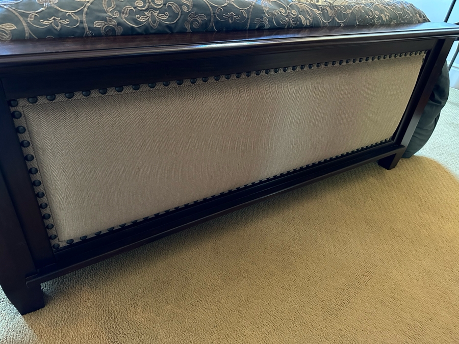 Wooden Queen Size Bed With Upholstered Headboard And Footboard (Mattress/Box Spring Not Included) [Photo 7]