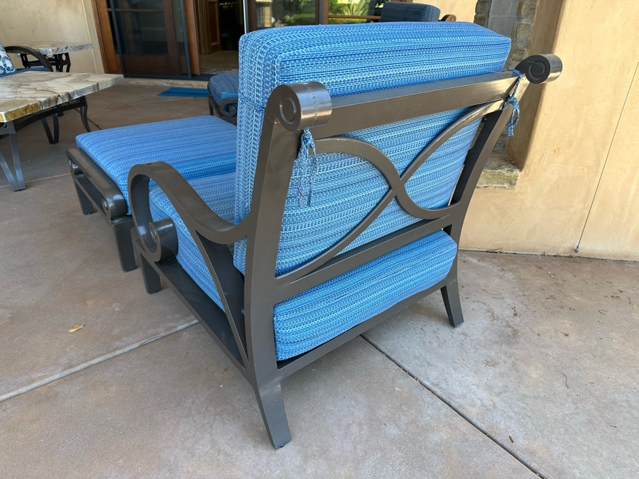 Pair Of Outdoor Patio Furniture Armchairs 3'W X 3'7'D X 3'5'H With Ottomans 2'10'W X 2'5'D X 1'6'H [Photo 5]