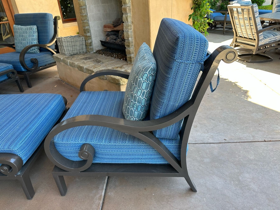 Pair Of Outdoor Patio Furniture Armchairs 3'W X 3'7'D X 3'5'H With Ottomans 2'10'W X 2'5'D X 1'6'H [Photo 4]