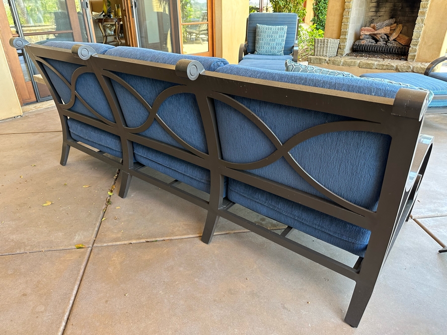 Outdoor Patio Furniture Set Includes Sofa 7'9'W X 3'6'D X 3'2'H With Pair Of Marble Top Side Tables 2'W X 2'D X 1'10H And Marble Top Coffee Table 4'W X 2'6'D X 1'8'H [Photo 13]