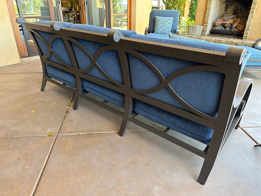 Outdoor Patio Furniture Set Includes Sofa 7'9'W X 3'6'D X 3'2'H With Pair Of Marble Top Side Tables 2'W X 2'D X 1'10H And Marble Top Coffee Table 4'W X 2'6'D X 1'8'H [Photo 12]