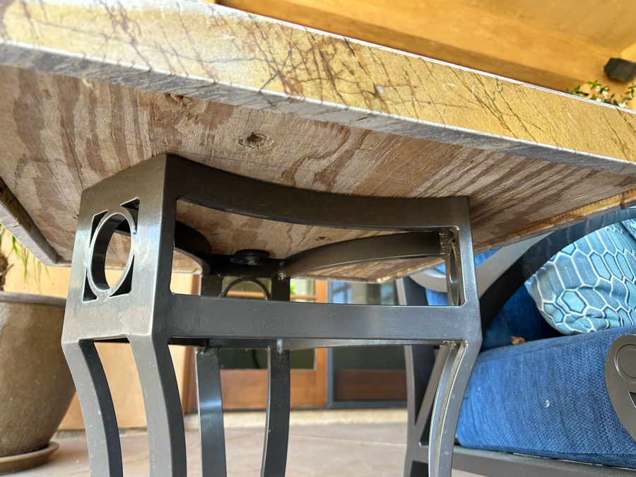 Outdoor Patio Furniture Set Includes Sofa 7'9'W X 3'6'D X 3'2'H With Pair Of Marble Top Side Tables 2'W X 2'D X 1'10H And Marble Top Coffee Table 4'W X 2'6'D X 1'8'H [Photo 23]