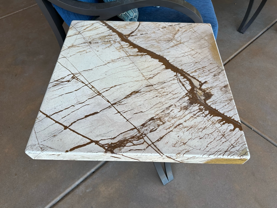 Outdoor Patio Furniture Set Includes Sofa 7'9'W X 3'6'D X 3'2'H With Pair Of Marble Top Side Tables 2'W X 2'D X 1'10H And Marble Top Coffee Table 4'W X 2'6'D X 1'8'H [Photo 7]