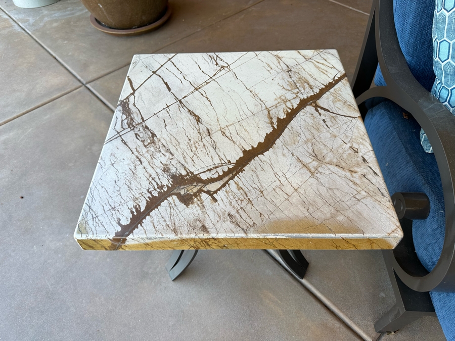 Outdoor Patio Furniture Set Includes Sofa 7'9'W X 3'6'D X 3'2'H With Pair Of Marble Top Side Tables 2'W X 2'D X 1'10H And Marble Top Coffee Table 4'W X 2'6'D X 1'8'H [Photo 19]