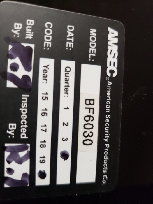 AMSEC American Security BF Series Gun Safe Model BF6030 2'6'W X 2'2'D X 4'11.5' Heavy - Retails $4,835 [Photo 15]