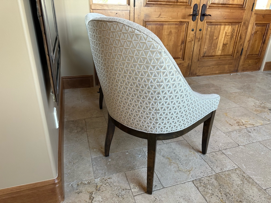 Large 7' Round Wooden Pedestal Dining Table By Artifacts International With Eight Upholstered Modern Dining Chairs [CR] [Photo 17]