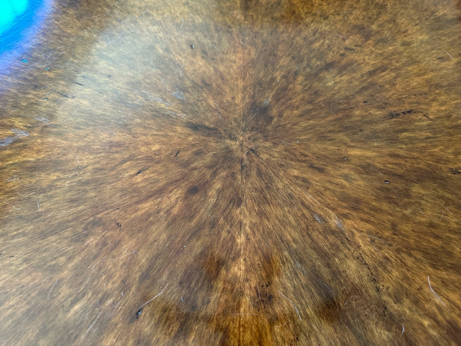 Large 7' Round Wooden Pedestal Dining Table By Artifacts International With Eight Upholstered Modern Dining Chairs [CR] [Photo 8]