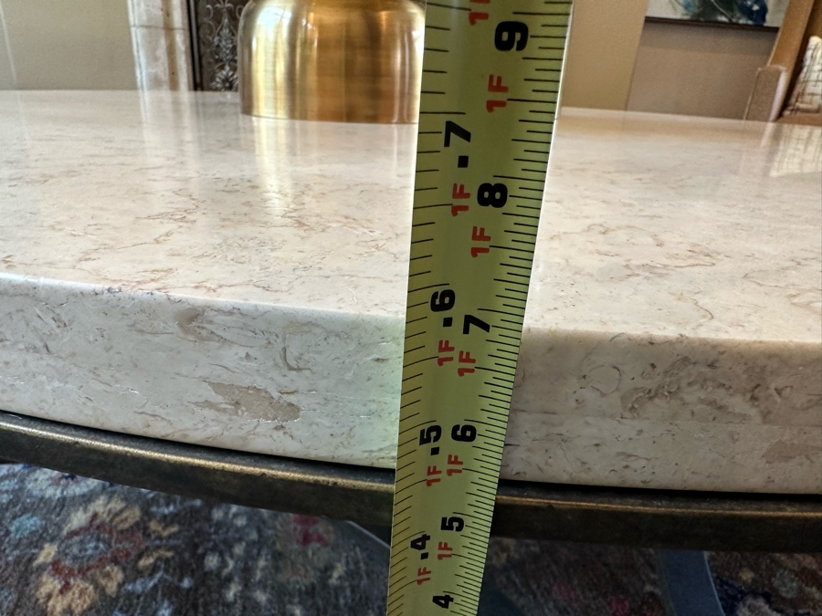 Stunning Sculptural Bronze Base Coffee Table With Round Marble Top Very Heavy 4'9.5'R X 1'7'H [CR] [Photo 14]