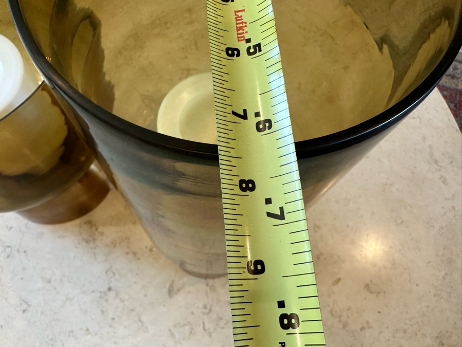 Pair Of Large Metal And Glass Candle Holders By Arteriors With Battery Powered Candles 1'9.5'H And 1'2.5'H [CR] [Photo 7]