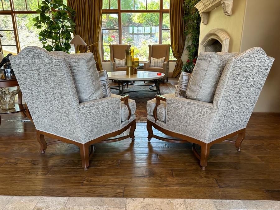 Pair Of Elegent Upholstered Armchairs 2'7'W X 3'5'D X 3'5'H [CR] [Photo 2]