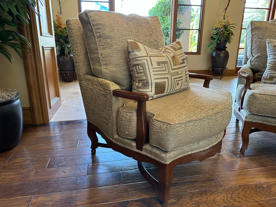 Pair Of Elegent Upholstered Armchairs 2'7'W X 3'5'D X 3'5'H [CR] [Photo 7]