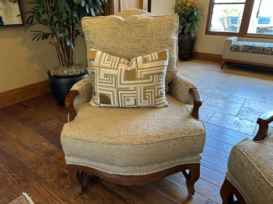 Pair Of Elegent Upholstered Armchairs 2'7'W X 3'5'D X 3'5'H [CR] [Photo 5]