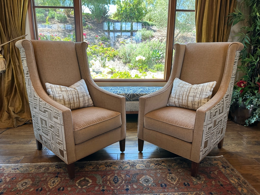 Pair Of Classy Modern Upholstered Armchairs 2'3'W X 3'5'D X 4'H [CR] [Photo 3]