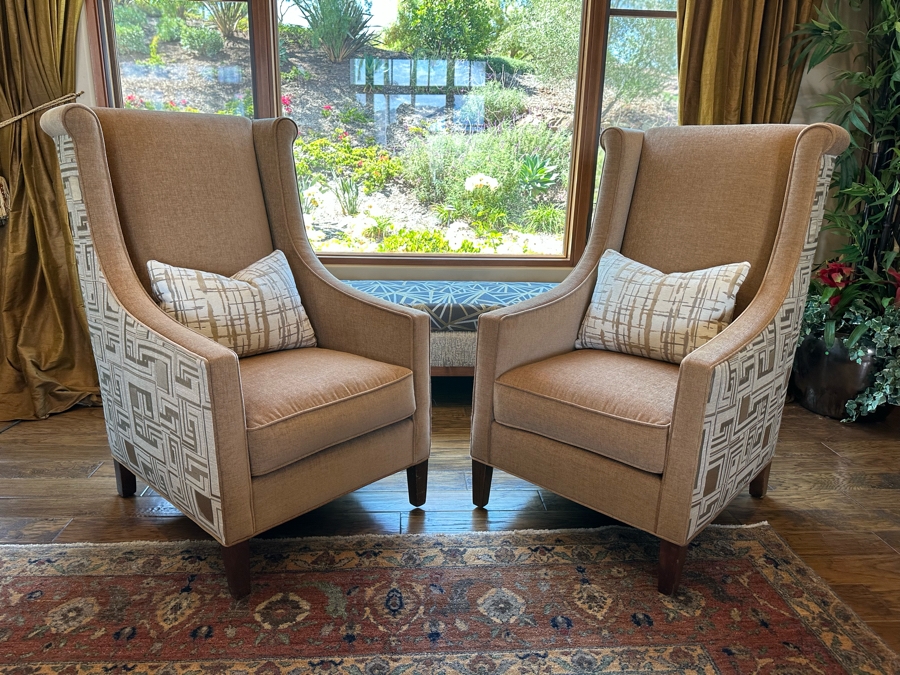 Pair Of Classy Modern Upholstered Armchairs 2'3'W X 3'5'D X 4'H [CR]