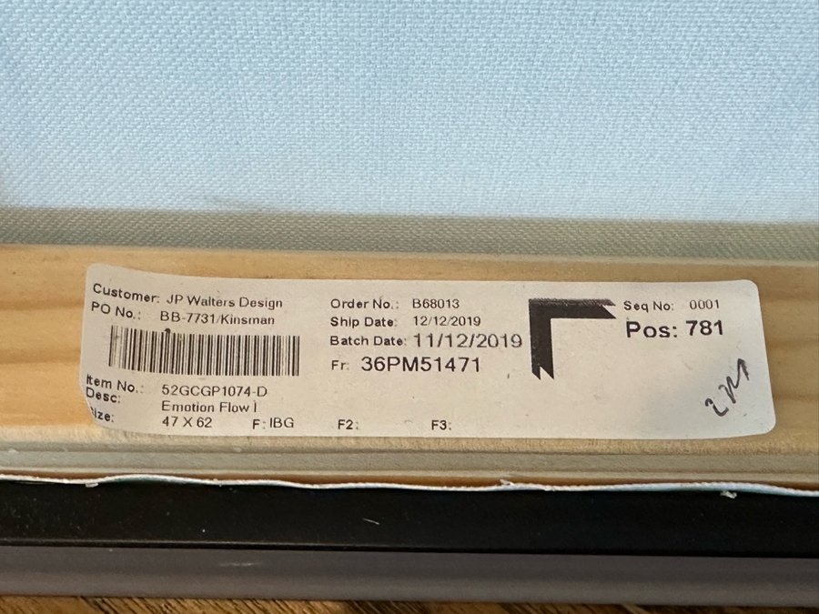 Modern Canvas Print Titled 'Emotion Flow I' By Guseul Park 47 X 62 Framed [CR] Retails $1,459 [Photo 9]