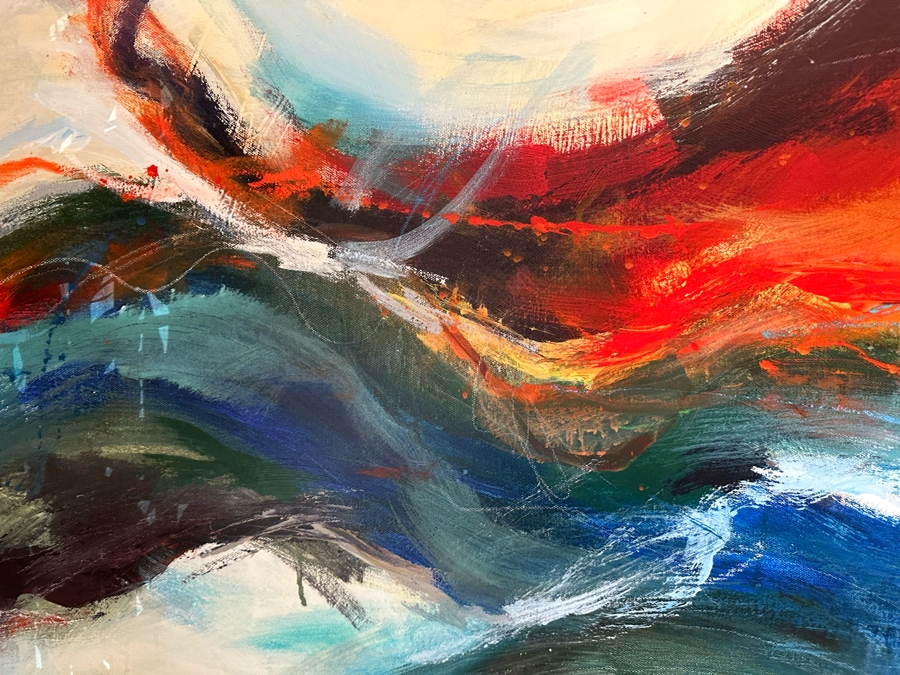 Modern Canvas Print Titled 'Emotion Flow I' By Guseul Park 47 X 62 Framed [CR] Retails $1,459 [Photo 4]