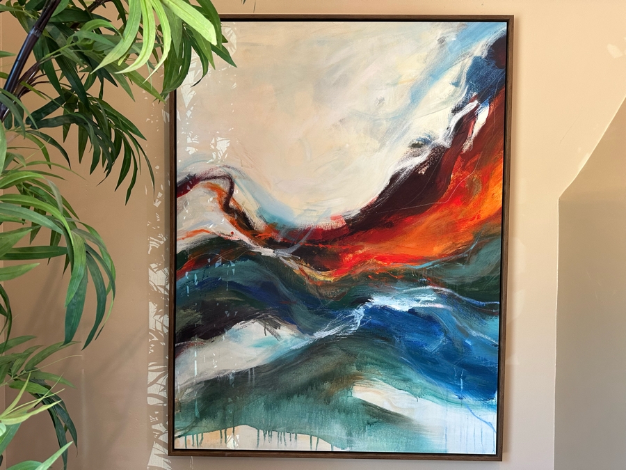 Modern Canvas Print Titled 'Emotion Flow I' By Guseul Park 47 X 62 Framed [CR] Retails $1,459 [Photo 2]