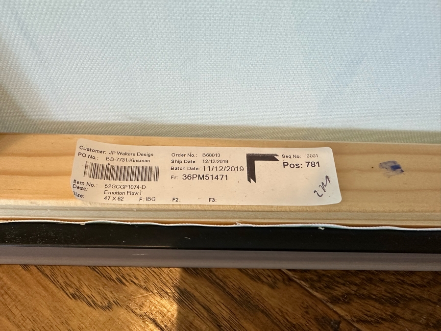 Modern Canvas Print Titled 'Emotion Flow I' By Guseul Park 47 X 62 Framed [CR] Retails $1,459 [Photo 8]