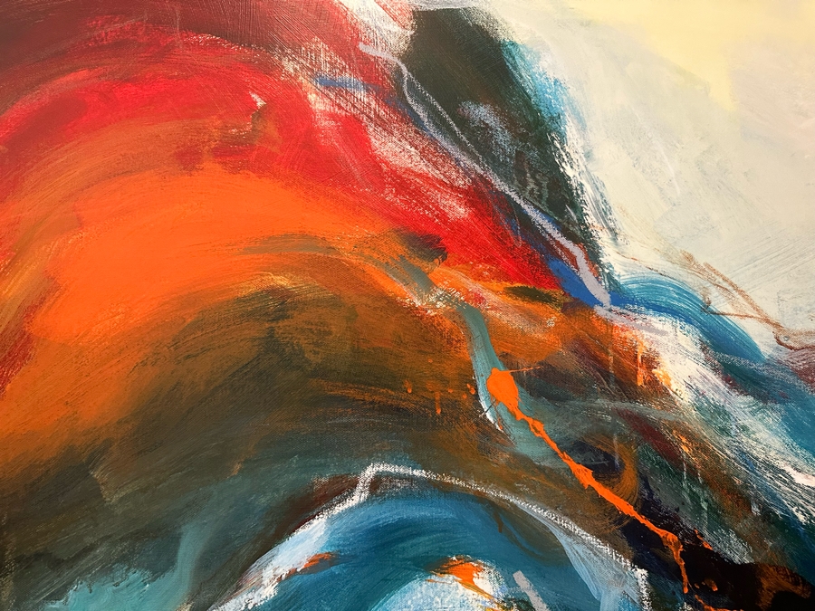 Modern Canvas Print Titled 'Emotion Flow II' By Guseul Park 47 X 62 Framed [CR] Retails $1,459 [Photo 3]