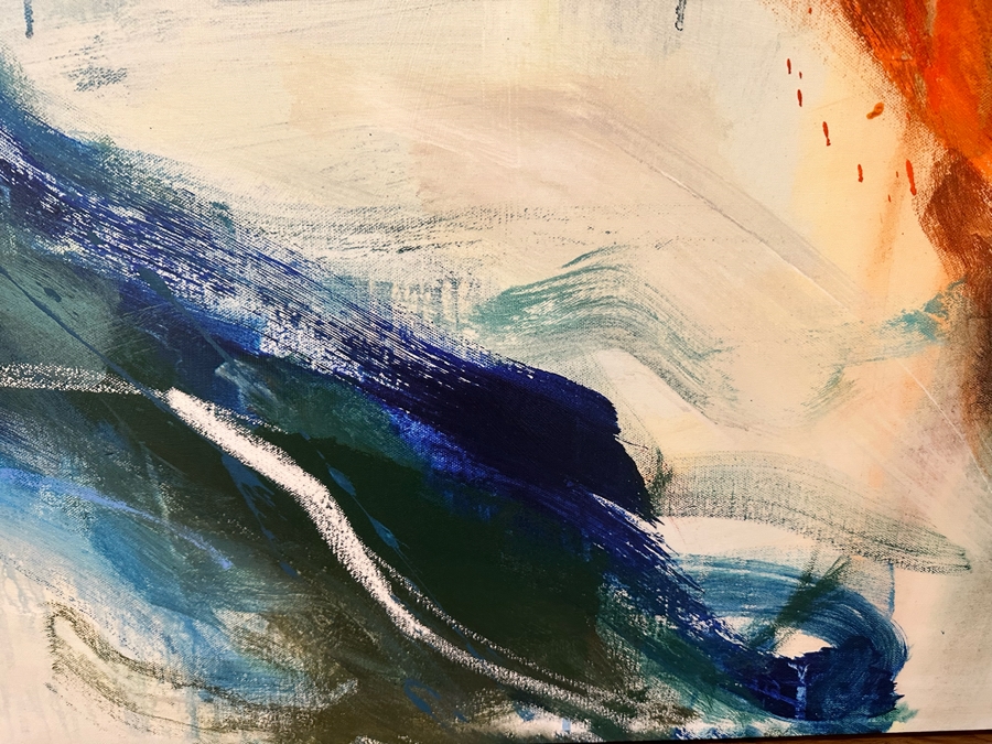 Modern Canvas Print Titled 'Emotion Flow II' By Guseul Park 47 X 62 Framed [CR] Retails $1,459 [Photo 5]