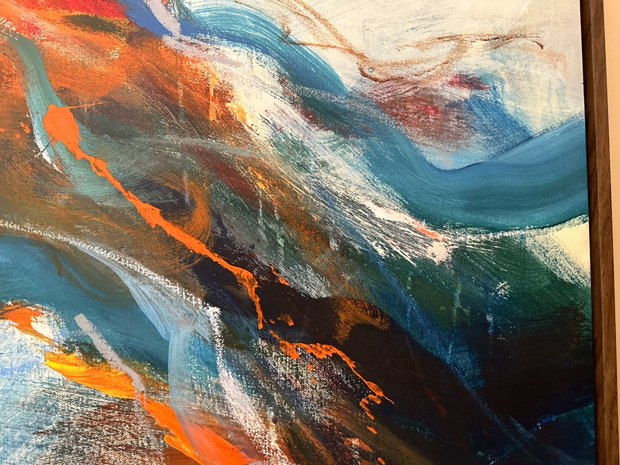 Modern Canvas Print Titled 'Emotion Flow II' By Guseul Park 47 X 62 Framed [CR] Retails $1,459 [Photo 4]