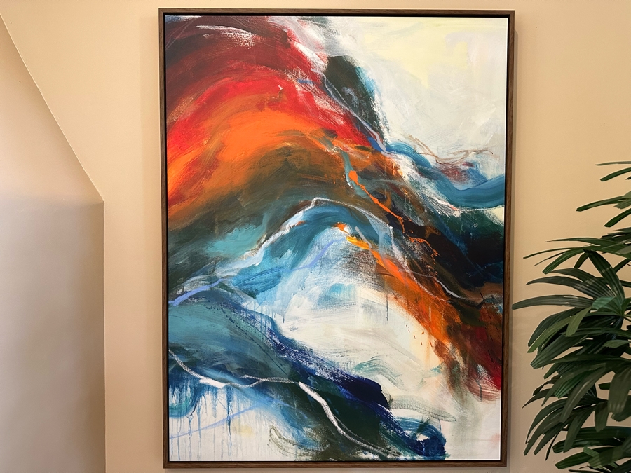 Modern Canvas Print Titled 'Emotion Flow II' By Guseul Park 47 X 62 Framed [CR] Retails $1,459 [Photo 2]