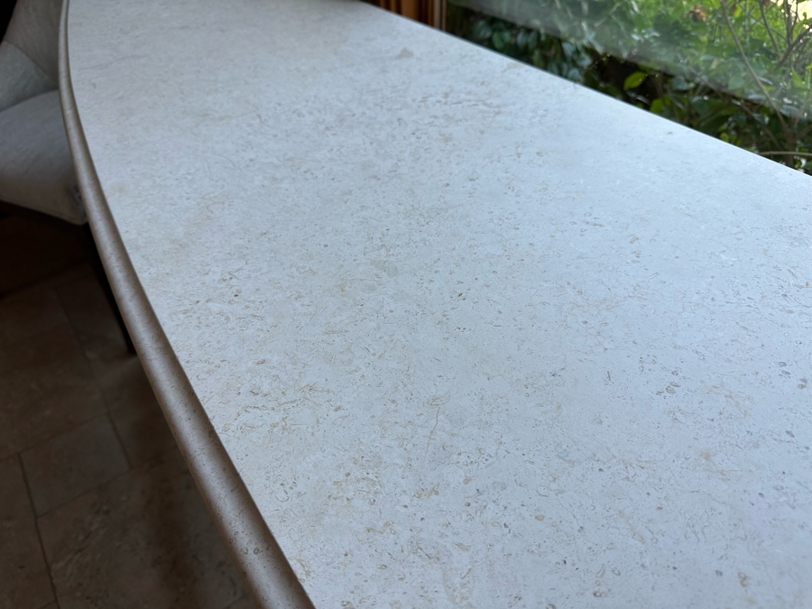 Large Curved Entry Way Sofa Table With Metal Base And Marble Top Very Heavy 8'2'W X 1'10'D X 2'10.5'H [CR] [Photo 4]