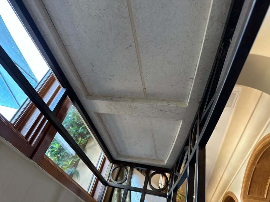 Large Curved Entry Way Sofa Table With Metal Base And Marble Top Very Heavy 8'2'W X 1'10'D X 2'10.5'H [CR] [Photo 6]