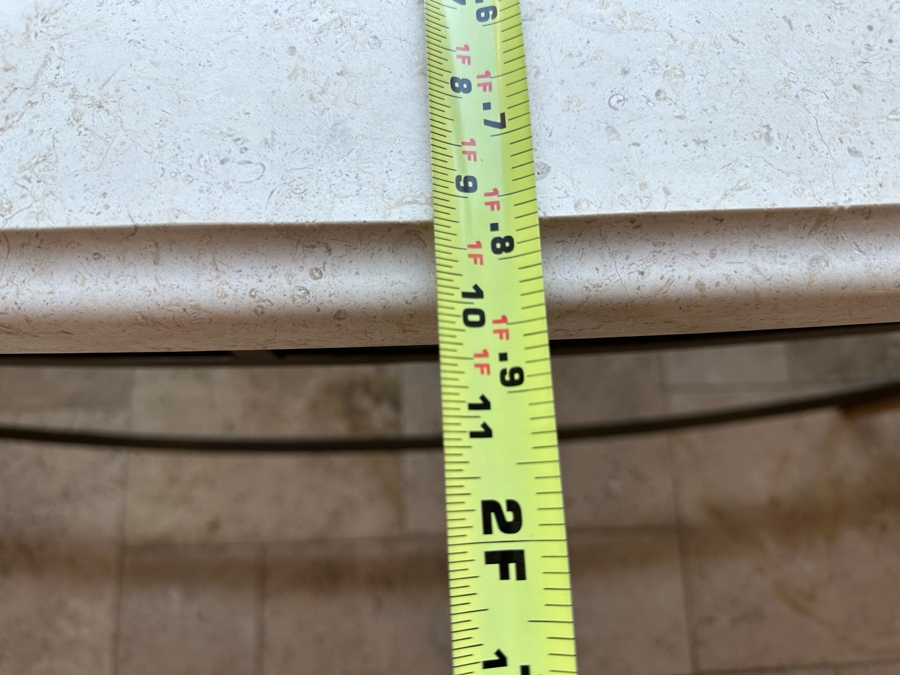 Large Curved Entry Way Sofa Table With Metal Base And Marble Top Very Heavy 8'2'W X 1'10'D X 2'10.5'H [CR] [Photo 8]