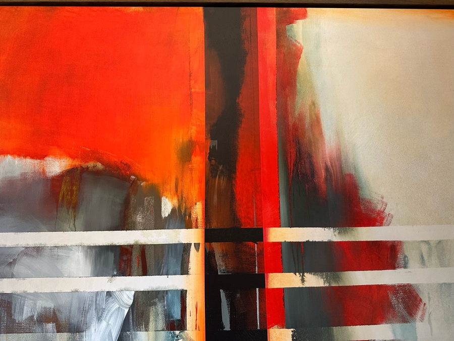 Large Modern Abstract Canvas Print By Sarah Stockstill Titled Detroit 54 X 72 Framed [CR] [Photo 4]