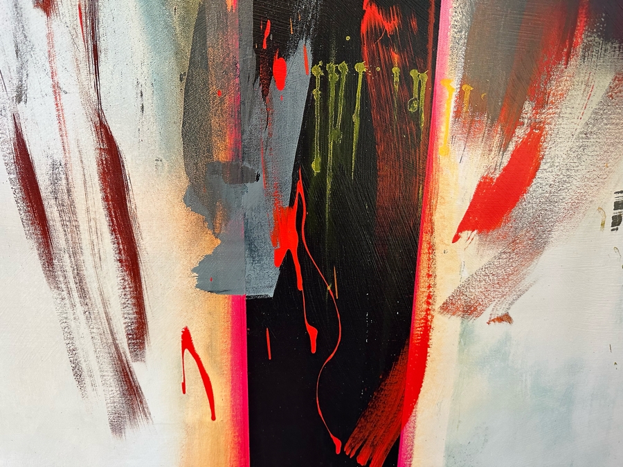 Large Modern Abstract Canvas Print By Sarah Stockstill Titled Detroit 54 X 72 Framed [CR] [Photo 5]