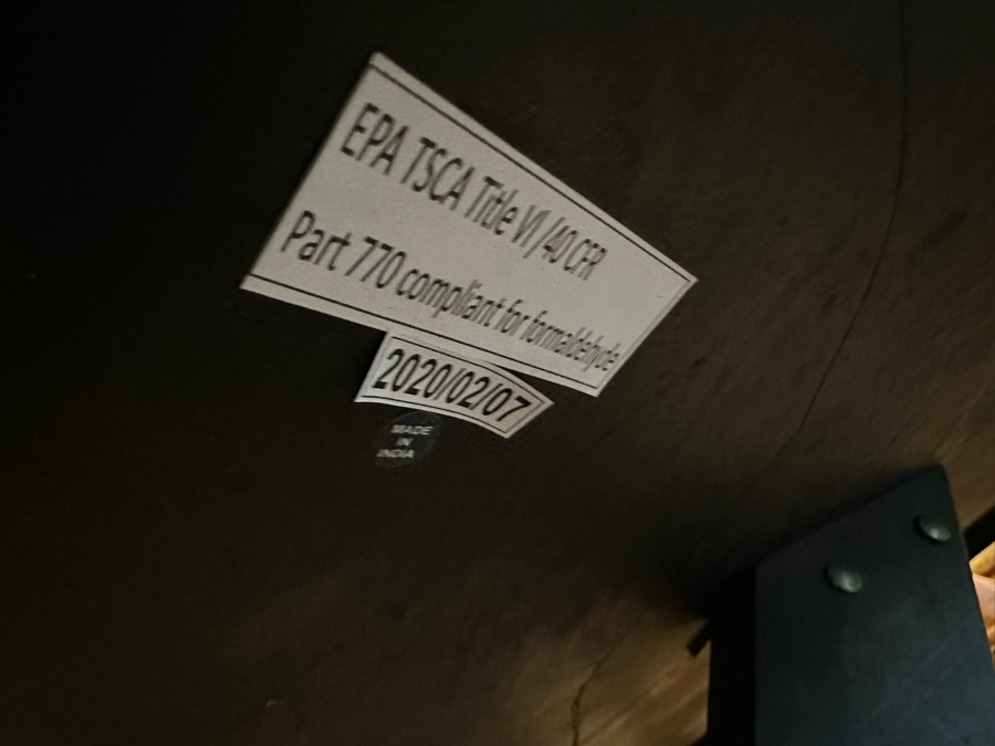 [Updated] 5' Round Hammered Metal Top Dining Table With Wooden Base And Six Wooden With Woven Leather Dining Chairs (One Chair Not Shown In Photo) [CR] [Photo 10]