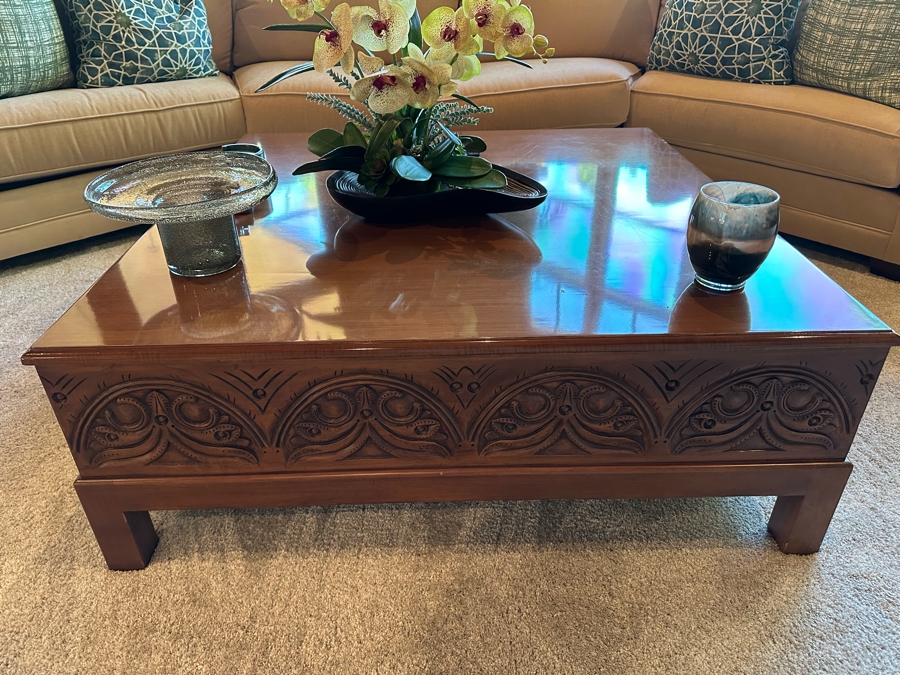 Wooden Square Coffee Table With Drawer 4'W X 4'D X 1'6'H [CR] [Photo 6]