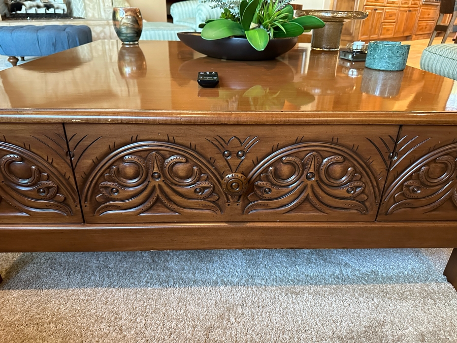 Wooden Square Coffee Table With Drawer 4'W X 4'D X 1'6'H [CR] [Photo 5]