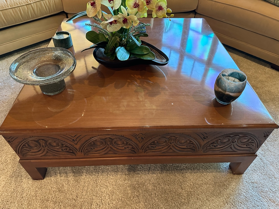 Wooden Square Coffee Table With Drawer 4'W X 4'D X 1'6'H [CR] [Photo 4]