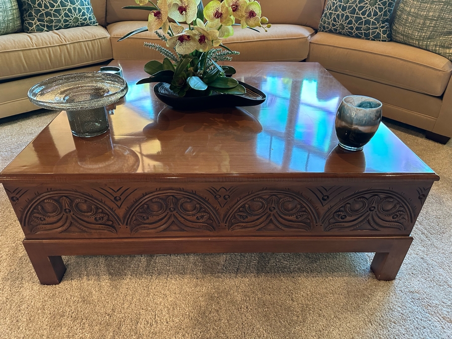 Wooden Square Coffee Table With Drawer 4'W X 4'D X 1'6'H [CR] [Photo 2]