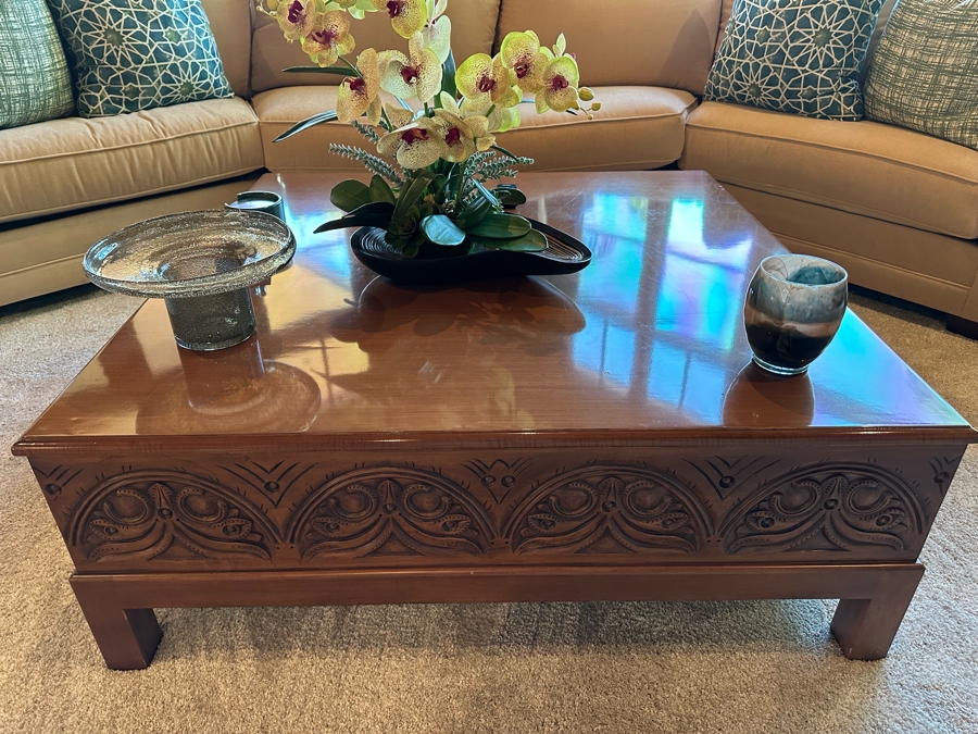 Wooden Square Coffee Table With Drawer 4'W X 4'D X 1'6'H [CR] [Photo 3]