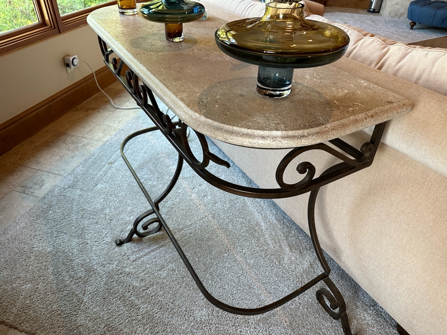 Sofa Table With Metal Base 4'9.5'W X 1'10'D X 2'11'H [CR] [Photo 4]