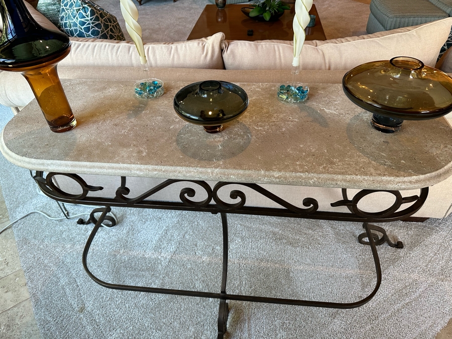 Sofa Table With Metal Base 4'9.5'W X 1'10'D X 2'11'H [CR] [Photo 3]