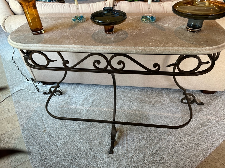 Sofa Table With Metal Base 4'9.5'W X 1'10'D X 2'11'H [CR] [Photo 2]