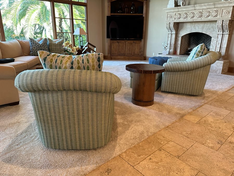 Set Of Two Upholstered Armchairs 3'W X 3'D X 2'11'H With Matching Ottomans [CR] [Photo 5]