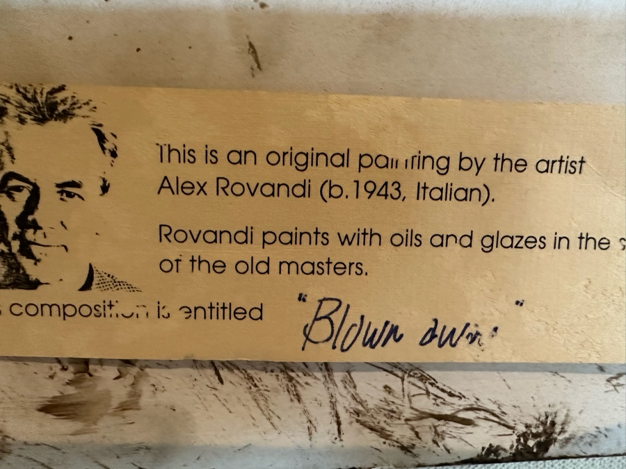 Alex Rovandi (b. 1943, Italian) Original Painting On Canvas Titled 'Blown Away' 3' X 4' Framed 3'9' X 4'9' [CR] [Photo 9]