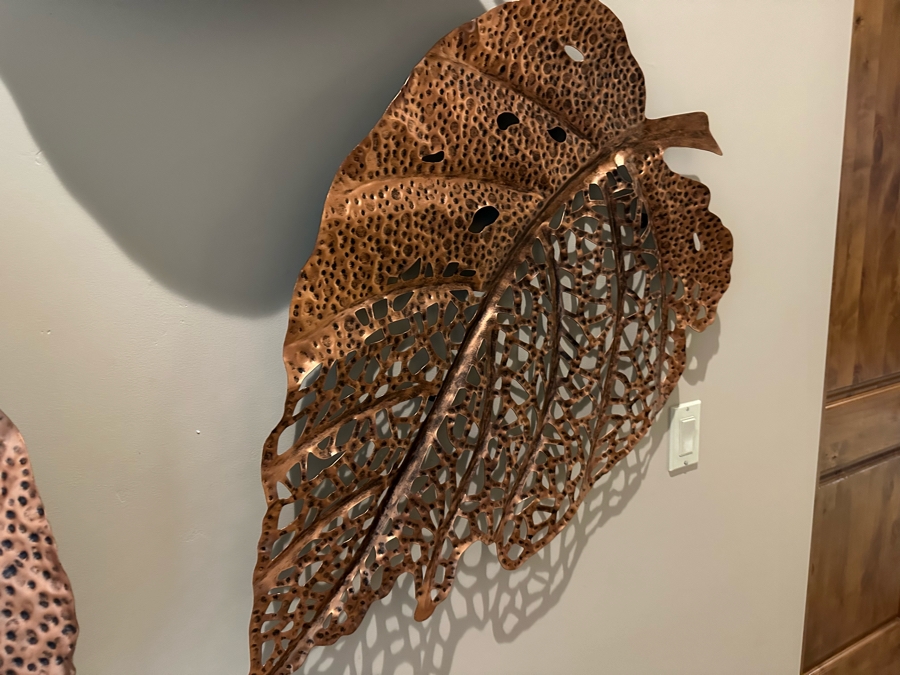 Set Of Three Metal Leaf Wall Sculptures Largest Is 5'7' X 3'6' [CR] [Photo 6]