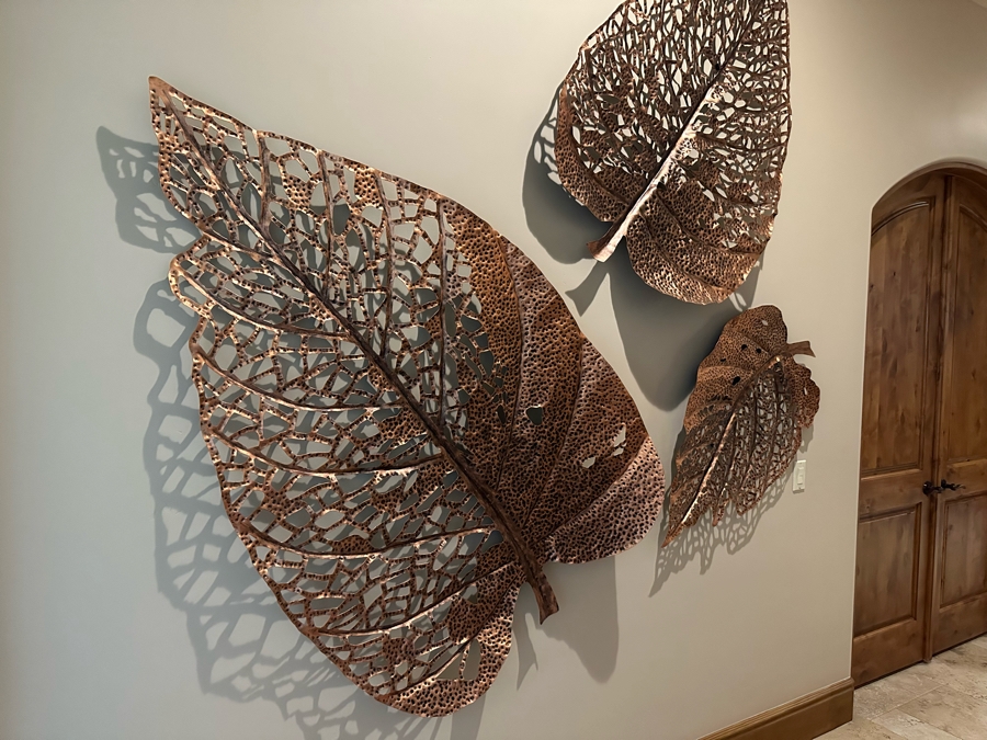 Set Of Three Metal Leaf Wall Sculptures Largest Is 5'7' X 3'6' [CR] [Photo 3]