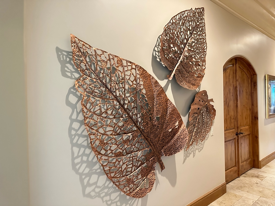 Set Of Three Metal Leaf Wall Sculptures Largest Is 5'7' X 3'6' [CR] [Photo 1]