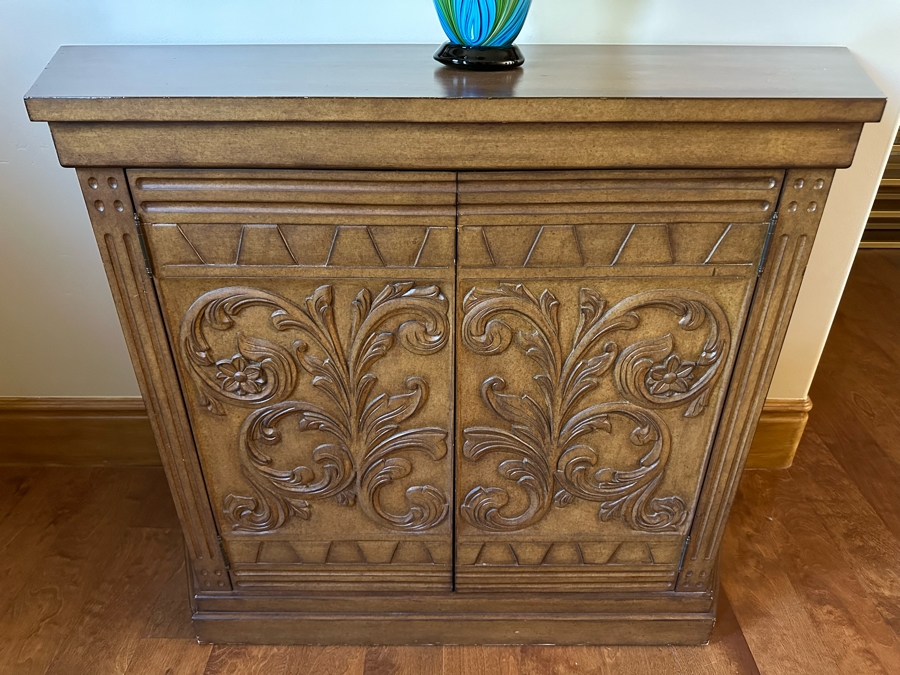 Wooden Cabinet Side Table 4'W X 1'5'D X 2'10'H [CR] [Photo 2]