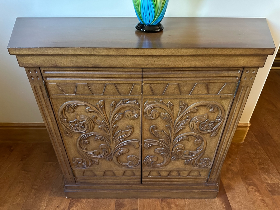 Wooden Cabinet Side Table 4'W X 1'5'D X 2'10'H [CR] [Photo 3]